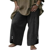 Colisha Női nadrág széles láb alja oldalsó rés Palazzo nadrág Lounge nyári magas derék nadrág Fekete XL