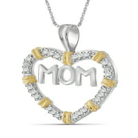 JewelersClub fehér gyémánt akcentus ezüst anya szív kéttónusú medál, 18