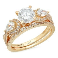 1. ct ragyogó kerek vágás valódi tenyésztett gyémánt VS1-VS J-K 18k sárga arany Eljegyzés esküvői menyasszonyi szett