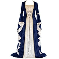iOPQO hivatalos ruhák nőknek báli ruha padló Vintage hossza középkori női gótikus Ruha Női ruha őszi ruhák Navy XXL