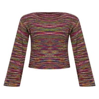 wybzd női őszi szivárvány Kötött Hosszú ujjú pulóver színes blokk vágott pulóverek Jumper kötöttáru Streetwear S-XL
