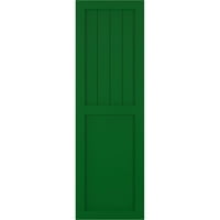 Ekena Millwork 18 W 65 H True Fit PVC parasztház sík panel kombinált rögzített redőnyök, viridian zöld