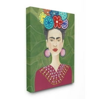 Stupell Industries Frida divattervező minta festmény zöld vászon fali művészet, Regina Moore