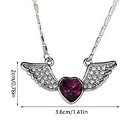 Ausyst Nyakláncok nőknek Női divat gyémánt nyaklánc teljes gyémánt szív angyal szárny nyaklánc medál ékszerek nőknek
