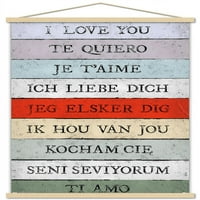 Szerelem nyelv-Szeretlek fali poszter fa mágneses kerettel, 22.375 34