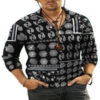 Luxplum férfi felsők hajtóka nyakú póló Virágmintás blúz atlétikai póló munka pólók szürke 5XL