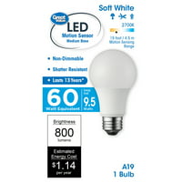 Nagy értékű LED-es izzó, 9,5W mozgásérzékelő lámpa E közepes alap, nem lemerülhető, puha fehér, 1 csomag