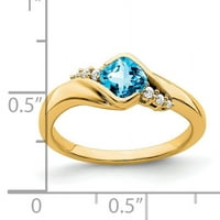 Primal arany karátos sárga arany kék topáz és gyémánt gyűrű