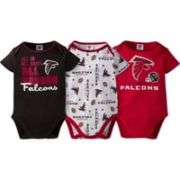 Atlanta Falcons Baby Boys rövid ujjú bodysuit szett, 3 csomag