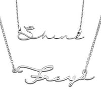 MyNameNecklace-személyre szabott Unise aláírás kurzív név nyaklánc a nő számára-egyedi szkript betűtípus névtábla-ezüstből