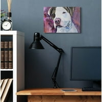 Stupell Industries Pit Bull Dog Pet Animal Purple akvarell festmény vászon fali művészet, George Dyachenko