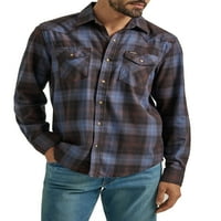 Wrangler® férfi és nagy férfiak rendszeresen illeszkednek hosszú ujjú divat twill kockás ing, S-2XL méretű