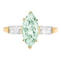2.0 ct marquise vágott zöld szimulált gyémánt 14K sárga arany évforduló eljegyzési kő gyűrű mérete 5.25