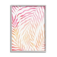 Élénk rózsaszín hullámos levelek Botanikus és virágos grafikus szürke keretes művészeti nyomtatási fal művészet
