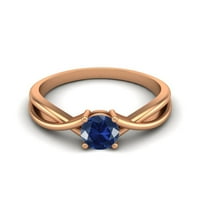 0. Ctw Kerek Kék Topáz Pasziánsz Ezüst Rózsa Vermeil Osztott Szár Női Jegygyűrű