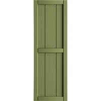 Ekena Millwork 3 4 W 42 H True Fit PVC, két tábla keretes tábla-N-Batten redőnyök, mohás zöld