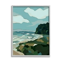 Stupell Industries felhős blokkolt tengerparti sziklák tájkép grafikus művészet szürke keretes művészeti nyomtatott