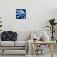 Stupell achate kék természetes geódok absztrakt festmény fekete keretes művészeti nyomtatási fal művészet