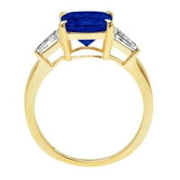 3ct asscher vágott szimulált kék zafír 18K sárga arany évforduló eljegyzési kő gyűrű mérete 10.75
