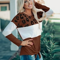 Floleo Női pulóver Clearance Őszi Téli Női Divat O-nyakú csíkos leopárdmintás kényelmes Hosszú ujjú Pulóver felsők