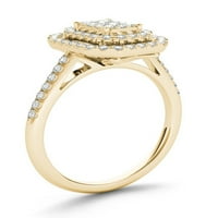 Imperial 1 2Ct TDW gyémánt 10K sárga arany klaszter halo eljegyzési gyűrű