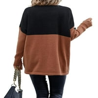 Alkalmi Colorblock Kerek nyakú pulóverek hosszú ujjú Többszínű Női pulóverek