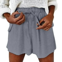 női nyári alap laza kényelmes rövidnadrág szilárd Elasztikus derék alkalmi nadrág zsebbel pamut nadrág plusz nadrág