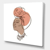 Designart 'Afro American Woman IV. Egy vonalú portréja' Modern vászon fali művészet nyomtatás