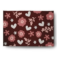 Egyszerűen Daisy 5 '7' Red Flower Love Valentines Chenille szőnyeg