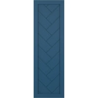 Ekena Millwork 15 W 68 H True Fit PVC Egyetlen panel Heringbone modern stílusú rögzített redőnyök, Logourn Blue