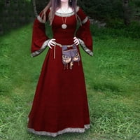 Női ruhák alkalmi ruha női kerek nyakkivágással Maxi Hosszú ujjú Nyári szilárd ruha piros 3XL