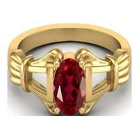 Ezüst arany Vermeil 7x ovális alakú Rubin eljegyzési női gyűrű