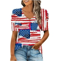 Amerikai zászló Női hazafias ing zászló nyomtatás T-Shirt július 4 Top Függetlenség Napja Puff ujjú nyomtatási felsők