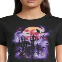 Női Halloween boszorkány grafikus póló, őszi rövid ujjú póló az útról az ünneplésre, az S-3XL méretek