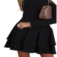 Haite Női Mini ruhák V nyakú rövid ruha Egyszínű nők hosszú ujjú Fekete XS