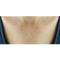JewelersClub Ezüst nyaklánc nők számára - Szilárd nyaklánc a nők számára. Sterling ezüst - citrin nyaklánc középpontja,