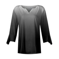 Július 4. Női felsők V nyak Háromnegyed 3 4Sleeve póló Autumnblouse felsők pulóver fekete