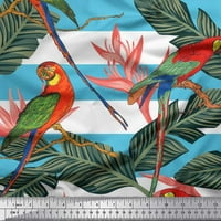 Soimoi poliészter krepp szövet Trópusi levelek, csík & papagáj madár dekoráció szövet Nyomtatott Udvar széles