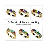 Nana S-Bar W oldalak anyák napi gyűrű 1-ig többköves ajándék-10k sárga arany méretű 9,5-kő nő