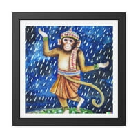 Hanuman Majom Élvezi Éjszakai Eső Keretezett Poszter Fal Művészet