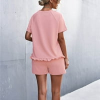 Okbop atlétikai rövidnadrág Női nyári tavaszi és sima kerek nyak fodros rövid ujjú rövidnadrág ruha Shapewear rövidnadrág