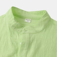 Zöld Férfi ruha ing férfi alkalmi ing felső szilárd felső laza ing rövid ujjú állvány gallér gomb felső ing