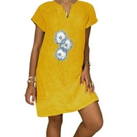 Boho vászon ruha nőknek nyári alkalmi póló Midi ruha Rövid ujjú strand ruha divat nyomtatott Ünnepi ruha