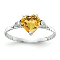 Primal Arany Karátos Fehér Arany Szív Citrin Egy Gyémánt Gyűrű