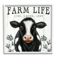 Stupell Industries Farm Life Dairy Cow Sign Wildflower Florals, 12, Design: Elizabeth Tyndall
