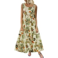 B91xZ ruhák molett női alkalmi nyári ruhák virágos nyomtatott kerek nyakú ujjatlan ruha hosszú ruha divat Narancs,méretek