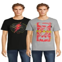 A Flash férfiak és a nagy férfiak grafikus pólói, 2-Pack, S-5XL méretű
