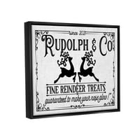 Stupell Industries Rudolph & Co Vintage Sign Graphic Art Jet fekete lebegő keretes vászon nyomtatott fali művészet,