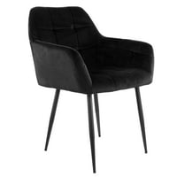 Elama Velvet csomózott szék fekete, fekete fém lábakkal