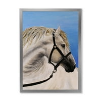 Designart 'A fehér ló bezárása a barázdában' Farmhouse keretezett művészet